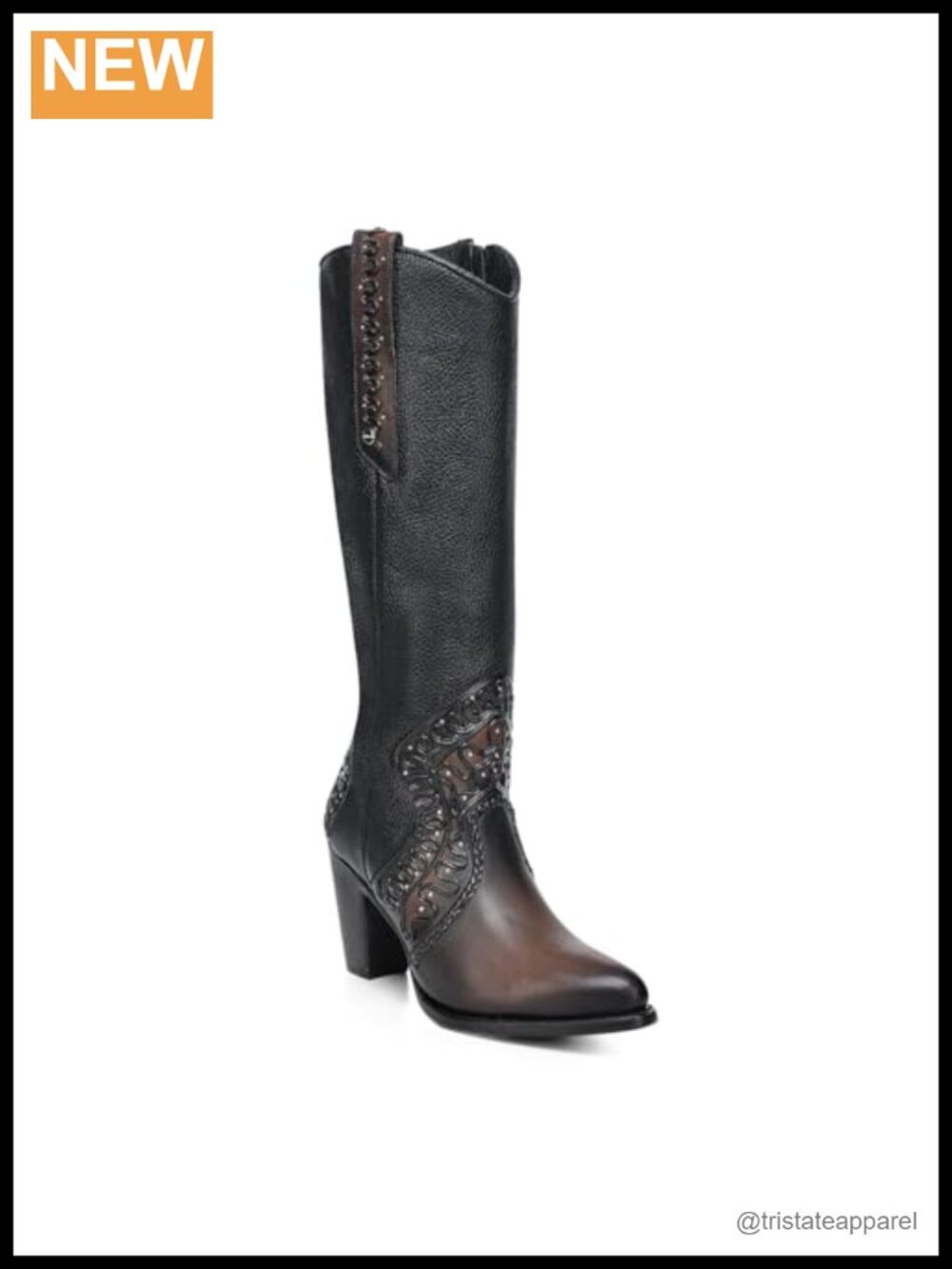 Genuine Leather Women's Tall Cowboy Boots, Pointed Toe, Ortholite, Side Zip,